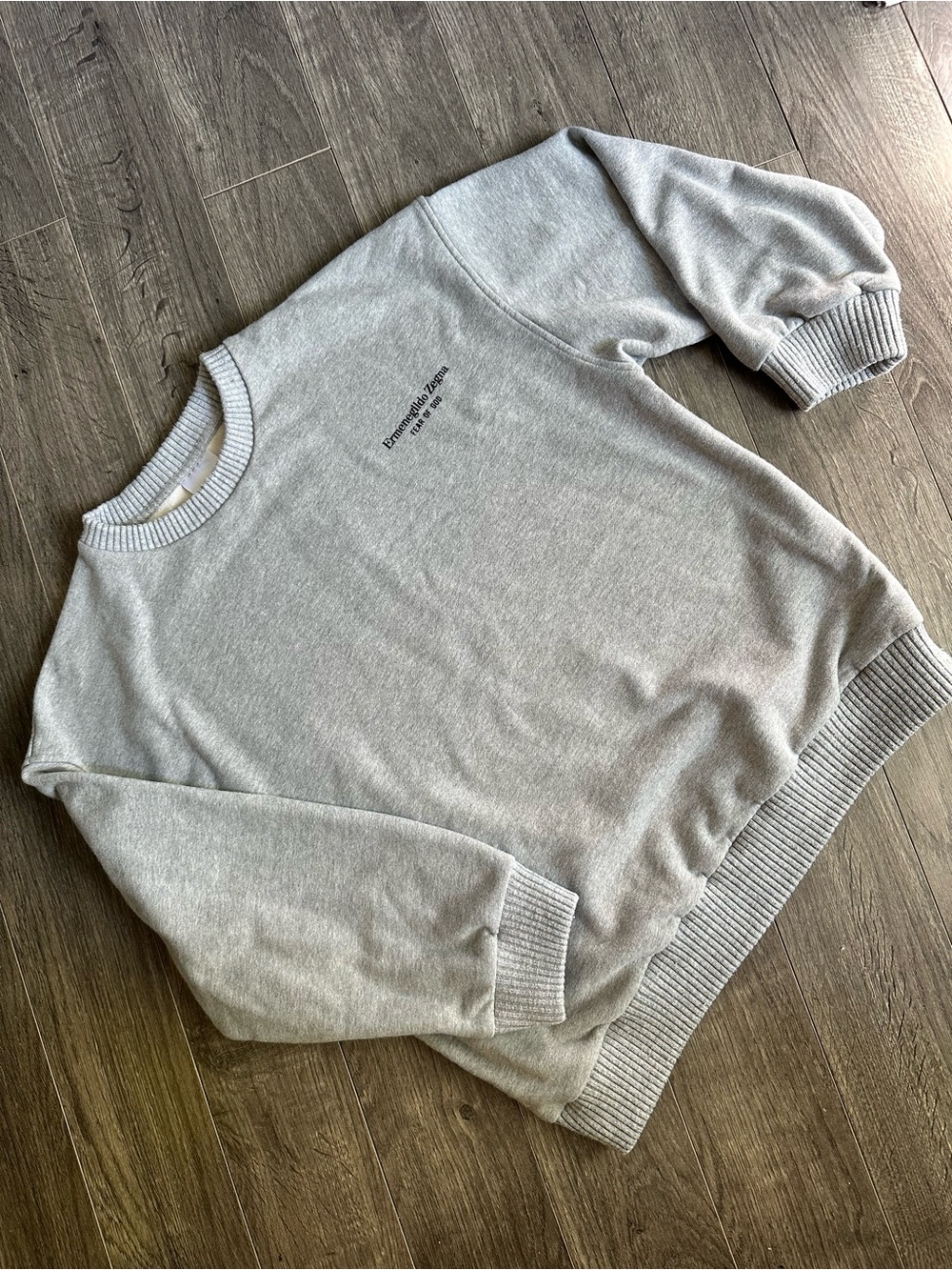Fear of God Light Gray Ribbed Crewneck Sweater Collab with Ermenegildo Zegna